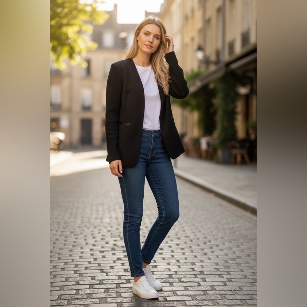 WORTH Wool and Cashmere Blazer Black Small
